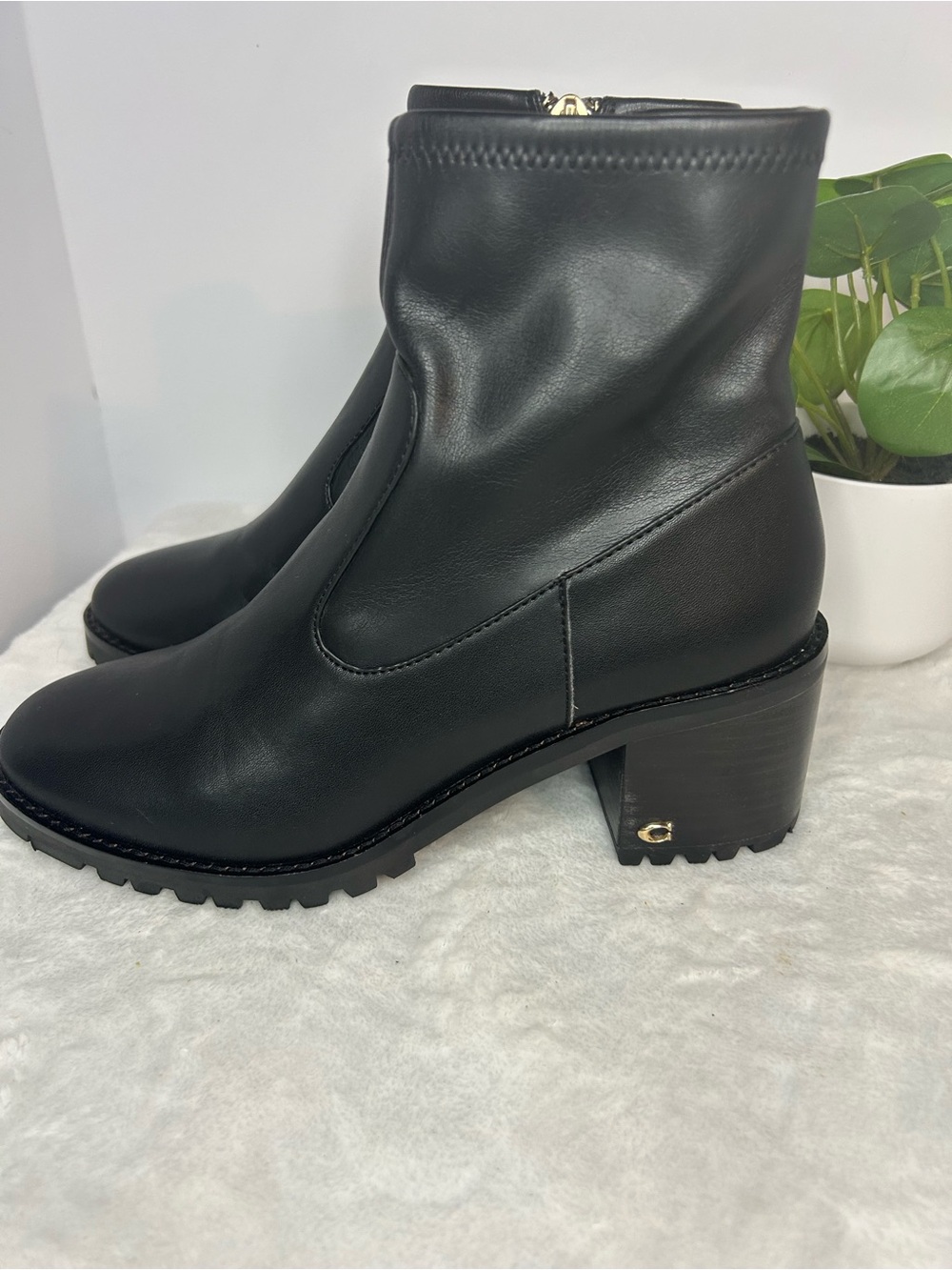 Coach Joy Black Leather Bootie